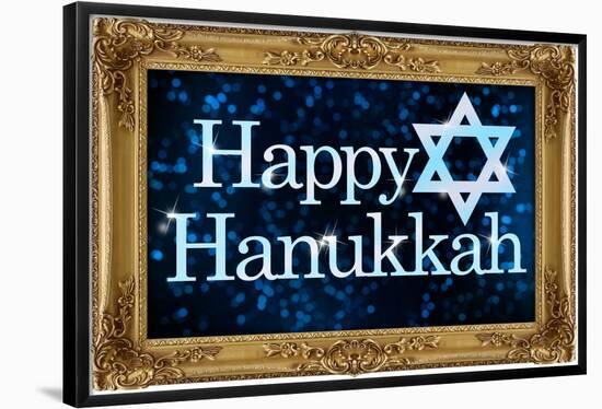 Happy Hanukkah Faux Framed Holiday Poster-null-Framed Poster