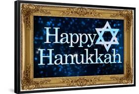 Happy Hanukkah Faux Framed Holiday Poster-null-Framed Poster