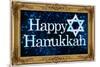 Happy Hanukkah Faux Framed Holiday-null-Mounted Art Print