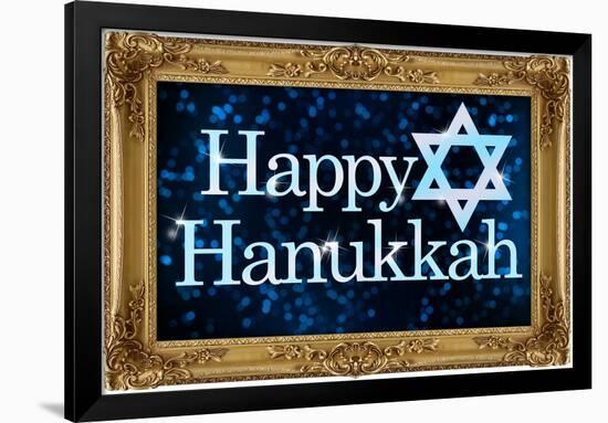 Happy Hanukkah Faux Framed Holiday-null-Framed Art Print