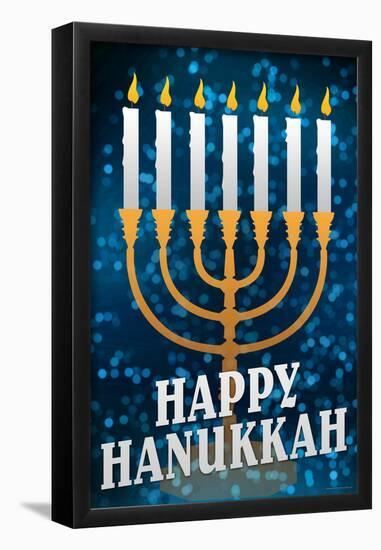 Happy Hanukkah Menorah Holiday Poster-null-Framed Poster