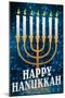 Happy Hanukkah Menorah Holiday Poster-null-Mounted Poster