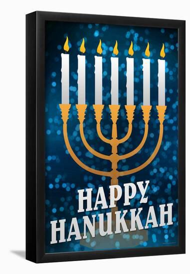 Happy Hanukkah Menorah Holiday Poster-null-Framed Poster