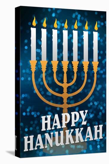 Happy Hanukkah Menorah Holiday Poster-null-Stretched Canvas