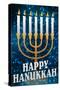Happy Hanukkah Menorah Holiday Poster-null-Stretched Canvas