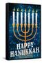 Happy Hanukkah Menorah Holiday Poster-null-Framed Stretched Canvas