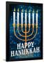 Happy Hanukkah Menorah Holiday Poster-null-Framed Poster