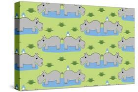 Happy Hippos-Joanne Paynter Design-Stretched Canvas