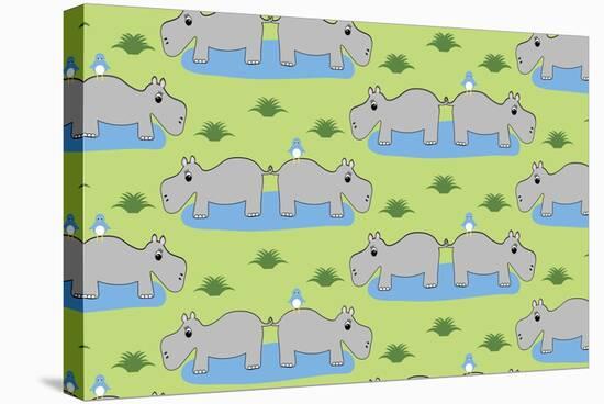 Happy Hippos-Joanne Paynter Design-Stretched Canvas