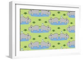 Happy Hippos-Joanne Paynter Design-Framed Giclee Print