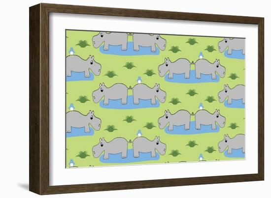 Happy Hippos-Joanne Paynter Design-Framed Premium Giclee Print
