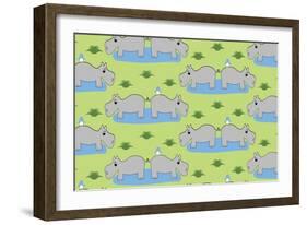 Happy Hippos-Joanne Paynter Design-Framed Premium Giclee Print