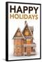 Happy Holidays Gingerbread-Gerard Aflague Collection-Framed Poster