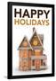 Happy Holidays Gingerbread-Gerard Aflague Collection-Framed Poster