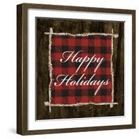 Happy Holidays on Plaid-Gina Ritter-Framed Art Print