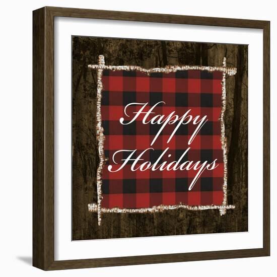 Happy Holidays on Plaid-Gina Ritter-Framed Art Print