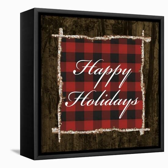 Happy Holidays on Plaid-Gina Ritter-Framed Stretched Canvas