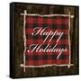 Happy Holidays on Plaid-Gina Ritter-Framed Stretched Canvas