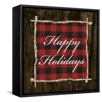 Happy Holidays on Plaid-Gina Ritter-Framed Stretched Canvas