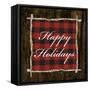 Happy Holidays on Plaid-Gina Ritter-Framed Stretched Canvas