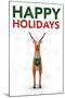 Happy Holidays Reindeer-Gerard Aflague Collection-Mounted Poster