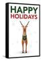 Happy Holidays Reindeer-Gerard Aflague Collection-Framed Stretched Canvas