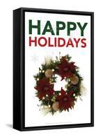 Happy Holidays Wreath-Gerard Aflague Collection-Framed Stretched Canvas