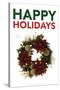 Happy Holidays Wreath-Gerard Aflague Collection-Stretched Canvas