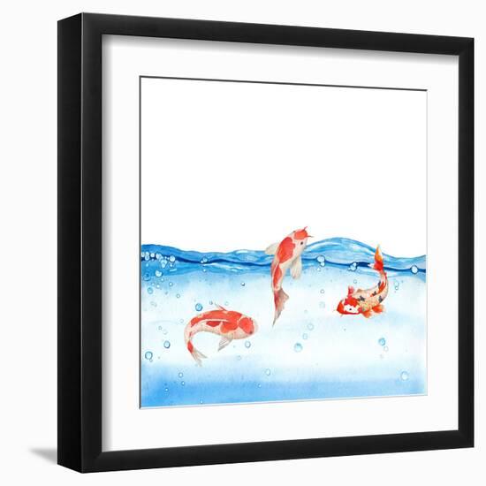 Happy Koi Fishes - Square-Grab My Art-Framed Art Print