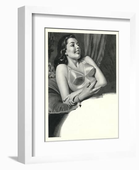 Happy Lady with Brassiere-null-Framed Art Print