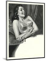 Happy Lady with Brassiere-null-Mounted Art Print