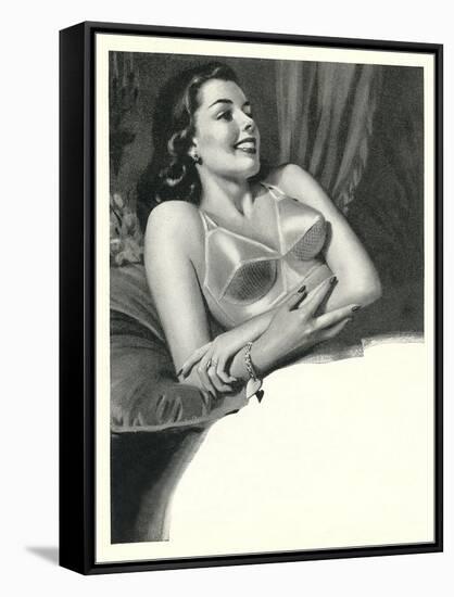 Happy Lady with Brassiere-null-Framed Stretched Canvas