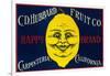 Happy Lemon Label - Carpinteria, CA-Lantern Press-Framed Art Print