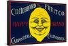 Happy Lemon Label - Carpinteria, CA-Lantern Press-Framed Stretched Canvas