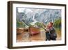 Happy Mother and Baby Pointing on Copy Space While on Lake Braies in South Tyrol, Italy-Mr Alliance-Framed Photographic Print