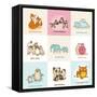 Happy Mother's Day Cards - with Cute Animals - in Vector-woodhouse-Framed Stretched Canvas