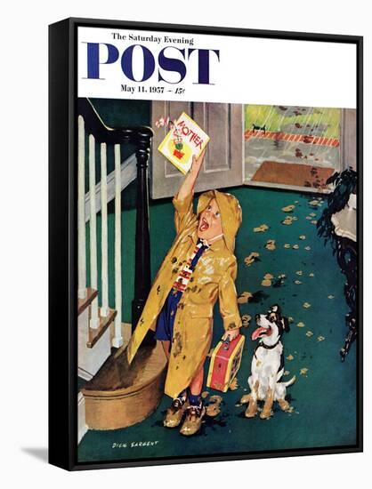 "Happy Mother's Day" Saturday Evening Post Cover, May 11, 1957-Richard Sargent-Framed Stretched Canvas