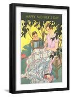 Happy Mother's Day, Woman Mending Blanket-null-Framed Art Print