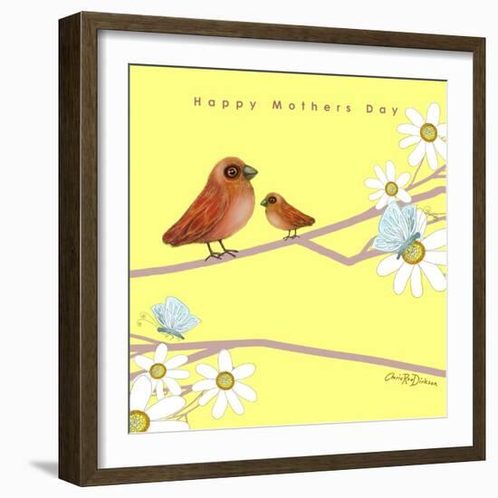 Happy Mothers Day - Mother Bird With Baby Bird-Cherie Roe Dirksen-Framed Giclee Print