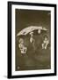 Happy New Year Card with Two Babies Hanging from an Umbrella, Sent in 1913-French Photographer-Framed Giclee Print