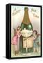 Happy New Year, Cherubs with Champagne-null-Framed Stretched Canvas