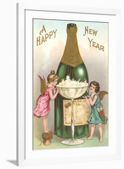 Happy New Year, Cherubs with Champagne-null-Framed Art Print