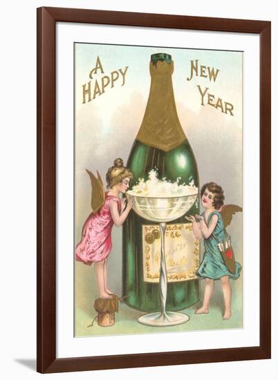 Happy New Year, Cherubs with Champagne-null-Framed Art Print