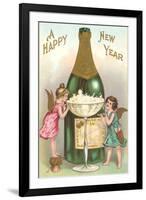 Happy New Year, Cherubs with Champagne-null-Framed Art Print