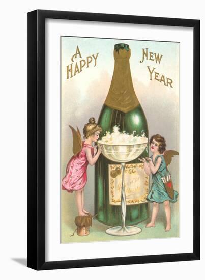 Happy New Year, Cherubs with Champagne-null-Framed Art Print