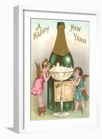 Happy New Year, Cherubs with Champagne-null-Framed Art Print