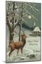 Happy New Year, Elk in Moonlight-null-Mounted Art Print
