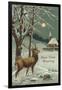 Happy New Year, Elk in Moonlight-null-Framed Art Print