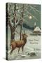 Happy New Year, Elk in Moonlight-null-Stretched Canvas