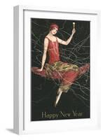 Happy New Year, Flapper with Champagne-null-Framed Art Print